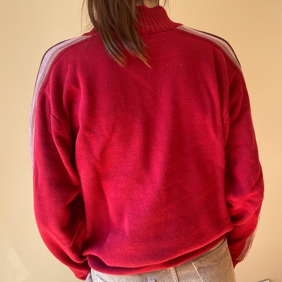 EMBROIDERED STRIPE KNIT QUARTER ZIP - Picture 3 of 5